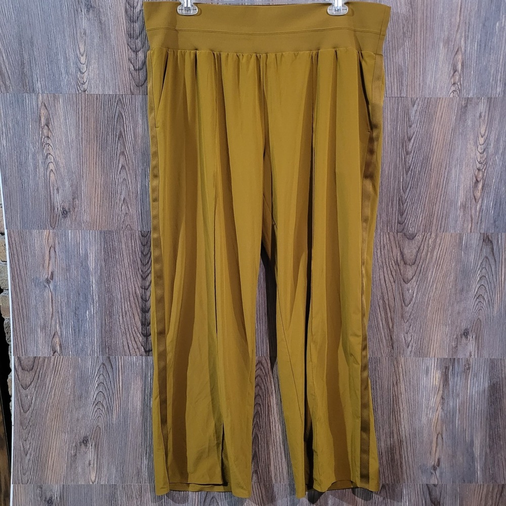 Athleta Nolita Wide Leg Pants Plus Sz 20x31 Brass Yellow Pull On Commute Travel